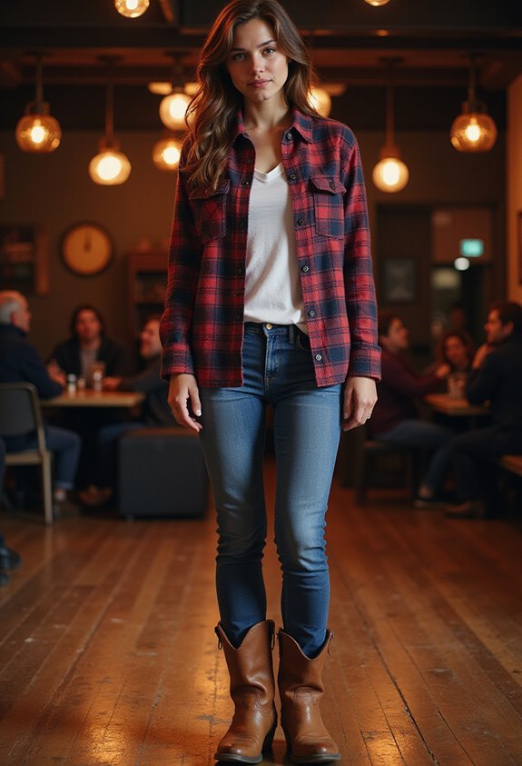 vintage flannel and jeans