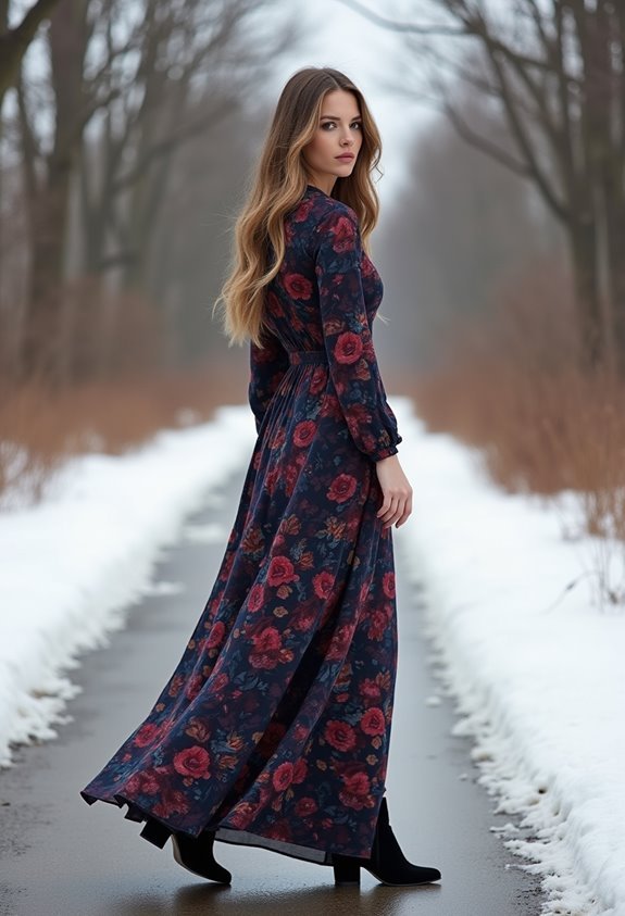 winter floral maxi elegance