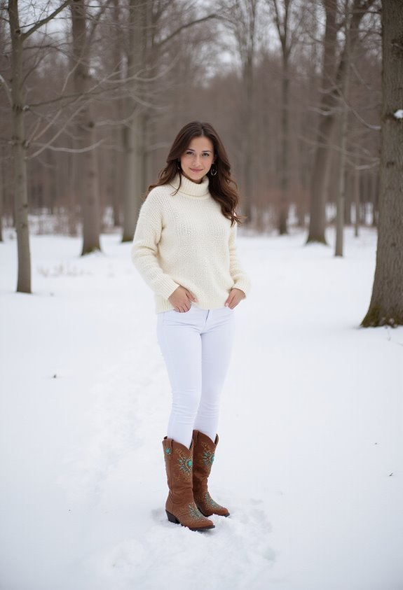 winter white with turquoise