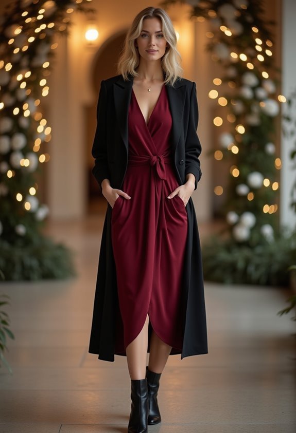 wrap dresses with blazers