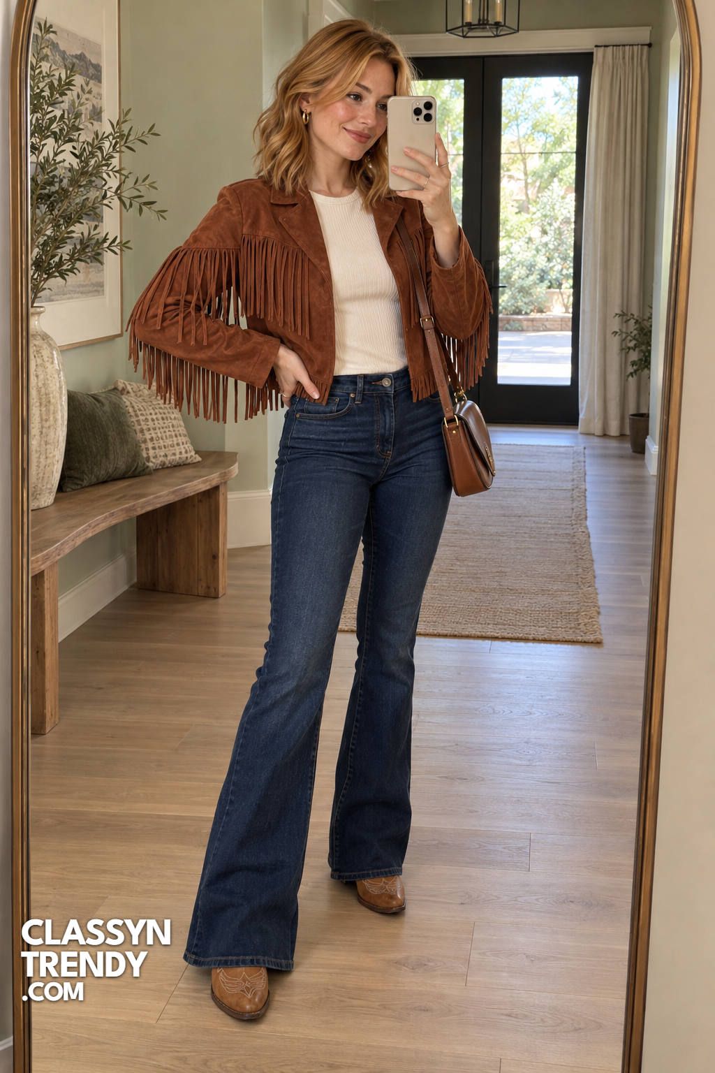 1. Fringe Suede Jacket with Flares