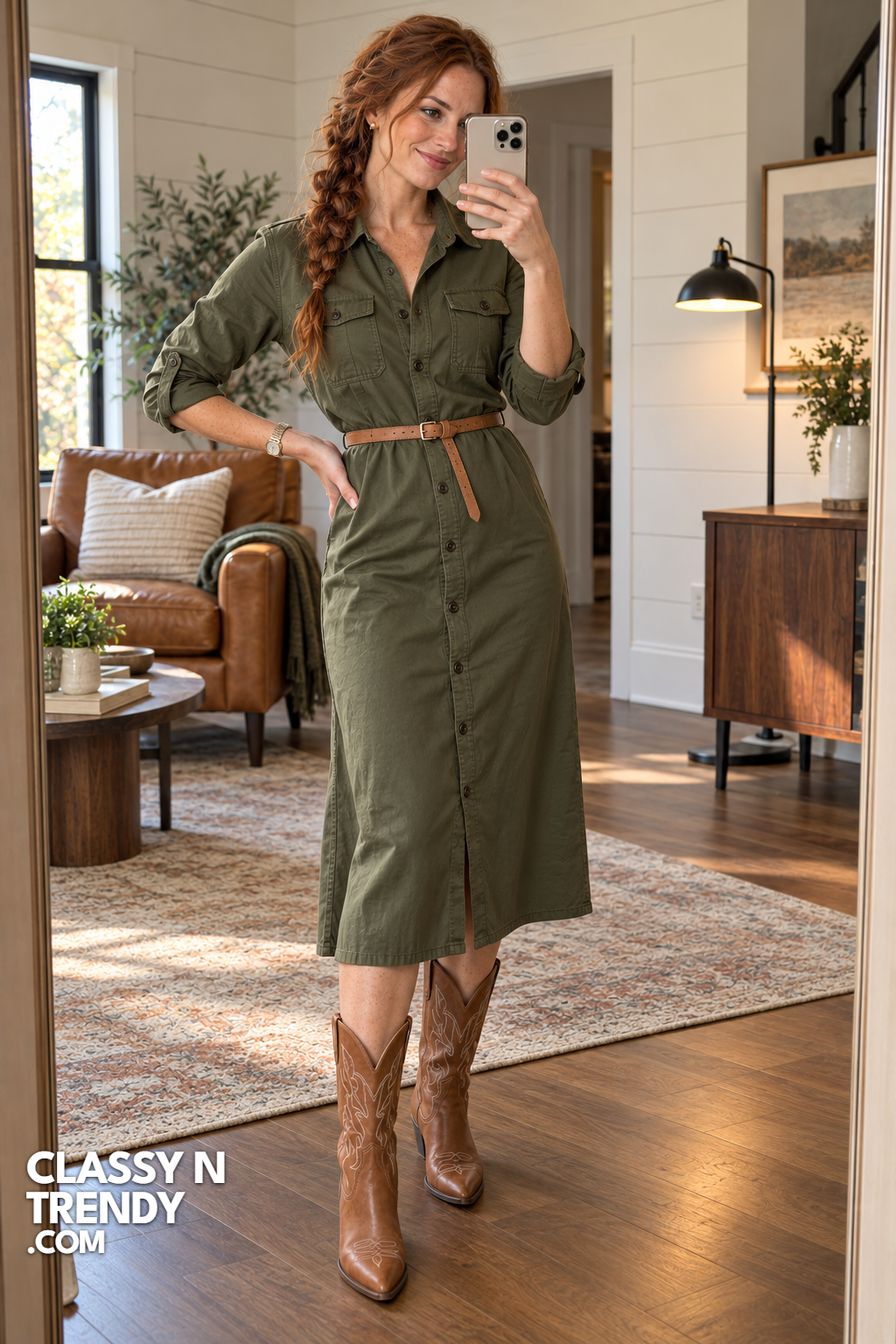 11. Olive Utility Shirt Dress