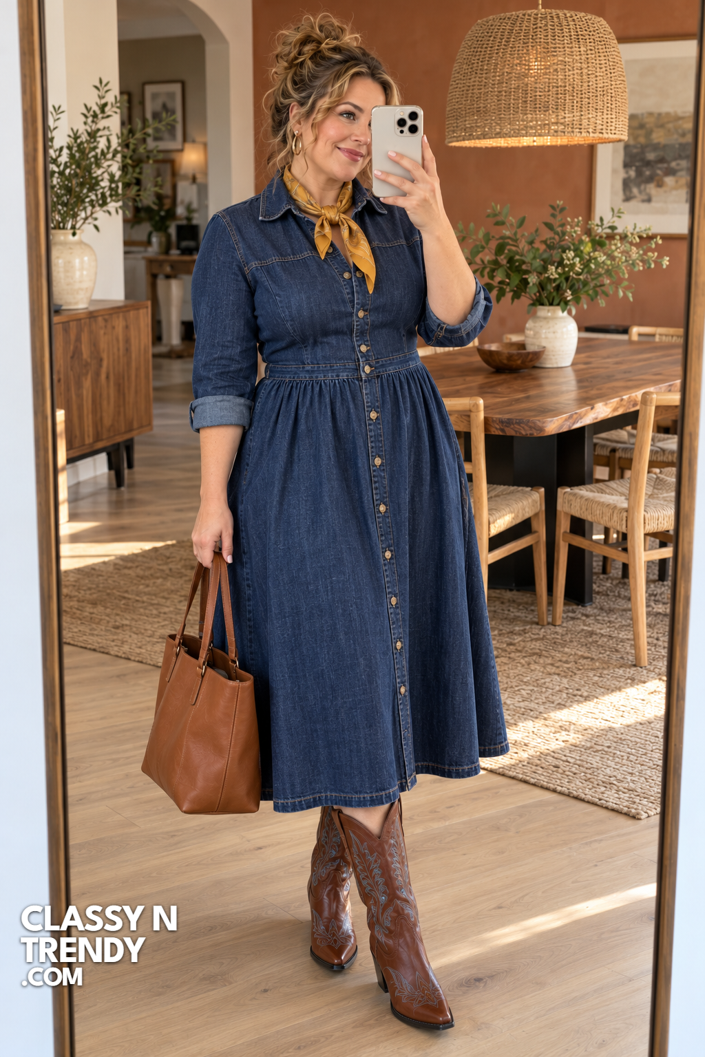 12. Indigo Denim Midi Dress