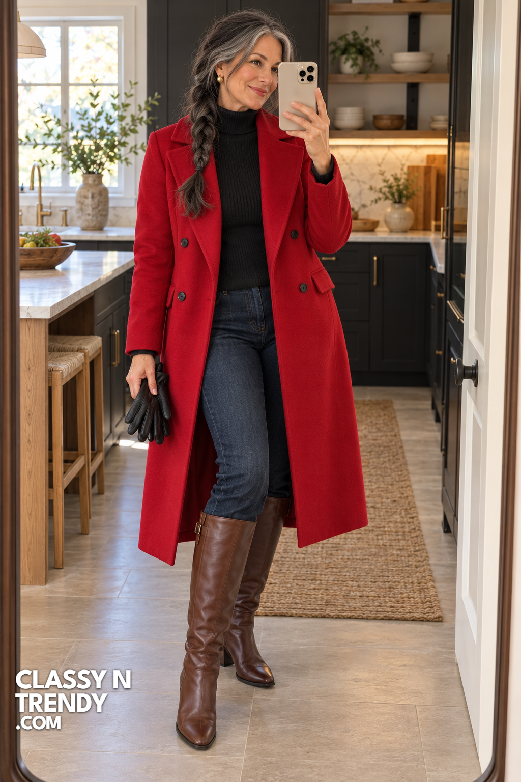 13. Red Wool Coat for Market Mornings