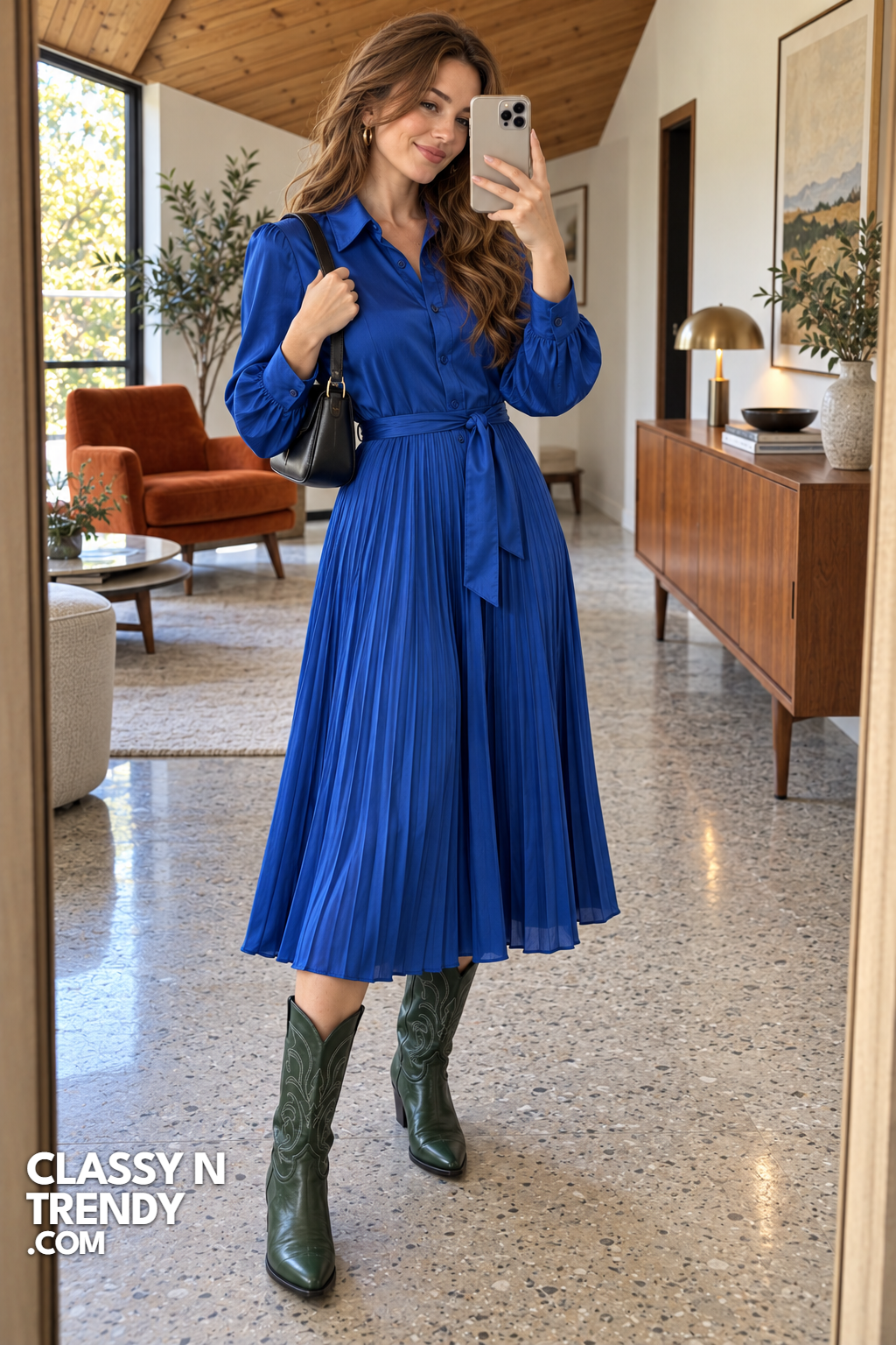 14. Cobalt Pleated Midi Dress