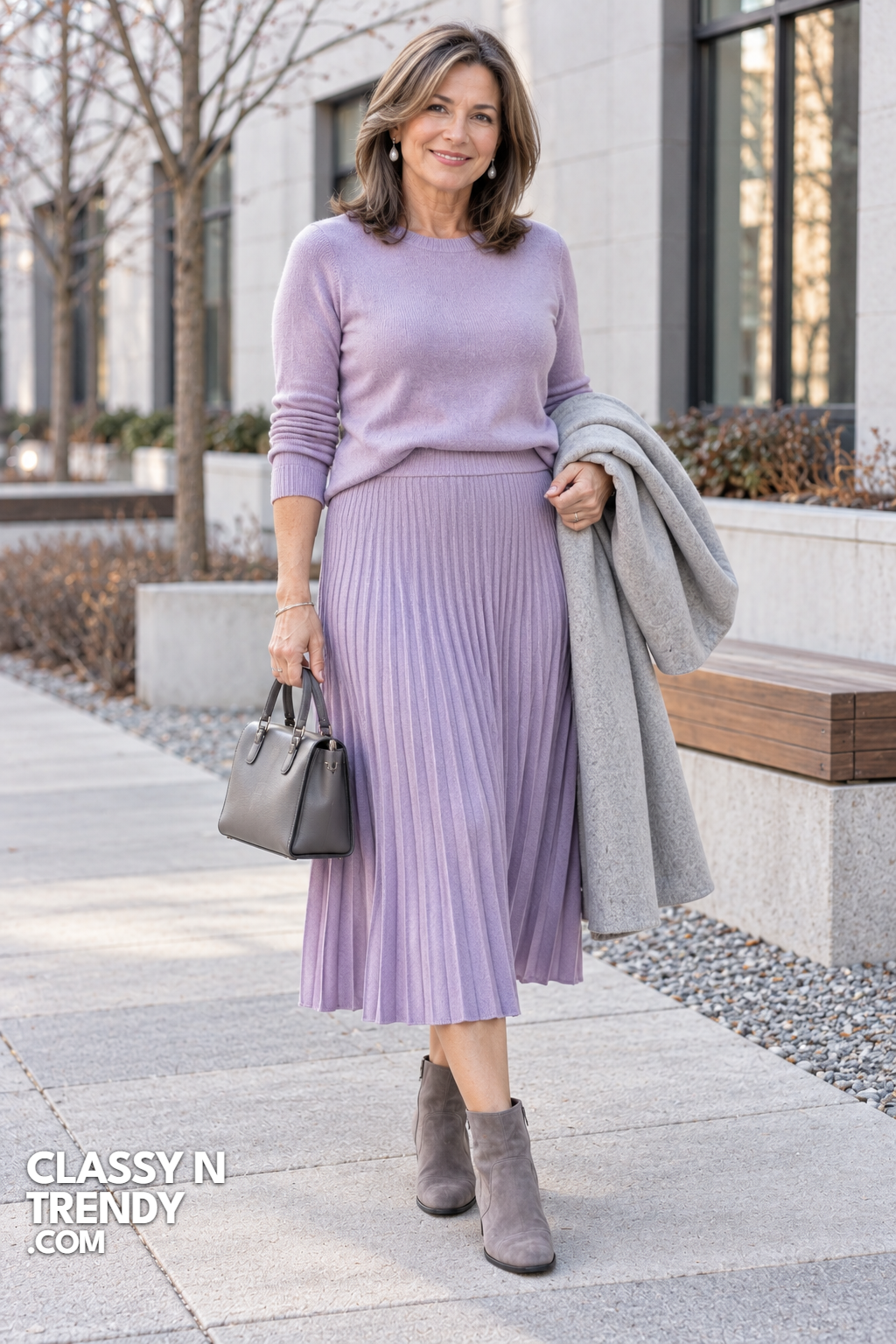14. Lavender Knit Sweater and Skirt Set