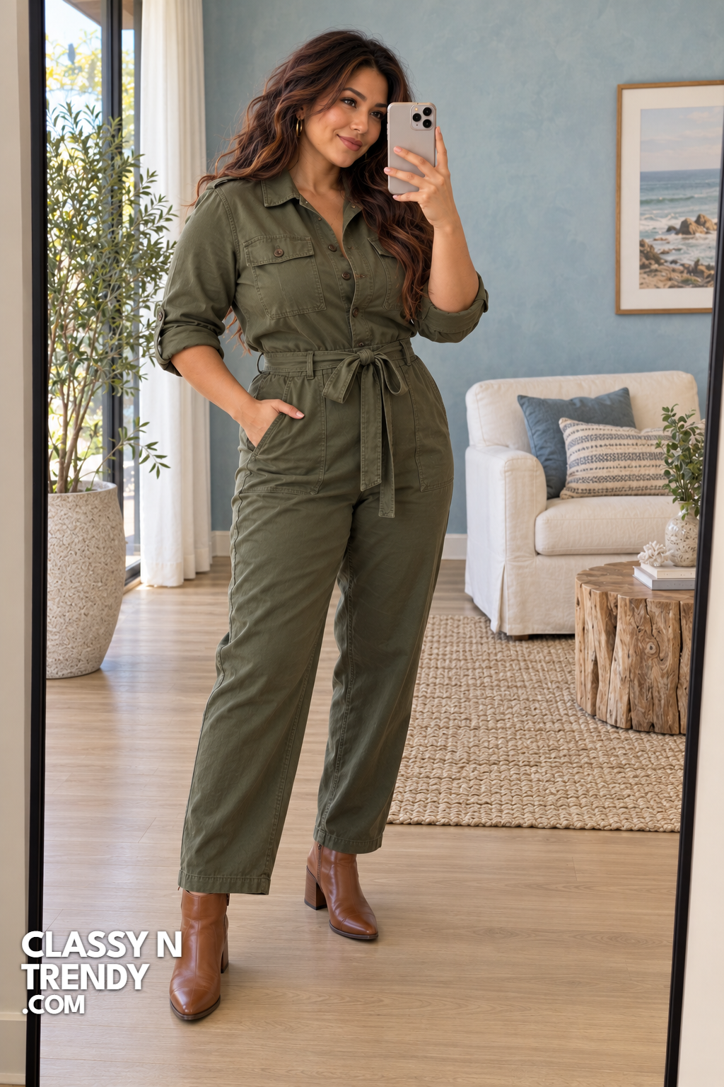 14. Olive Utility Jumpsuit