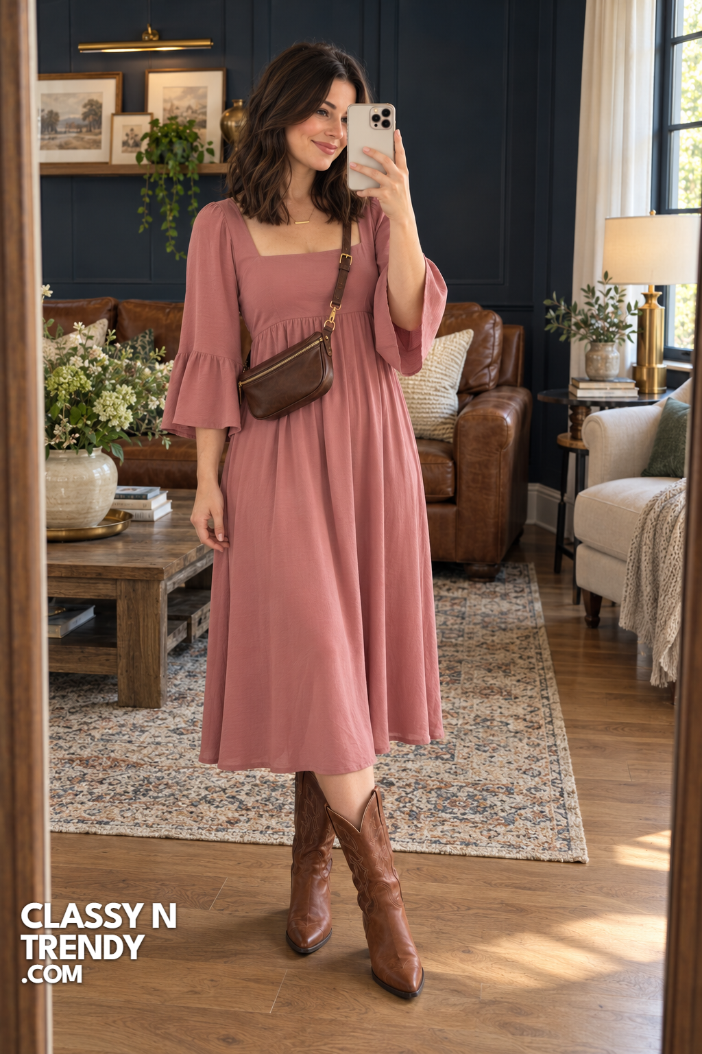 16. Dusty Rose Crepe Dress