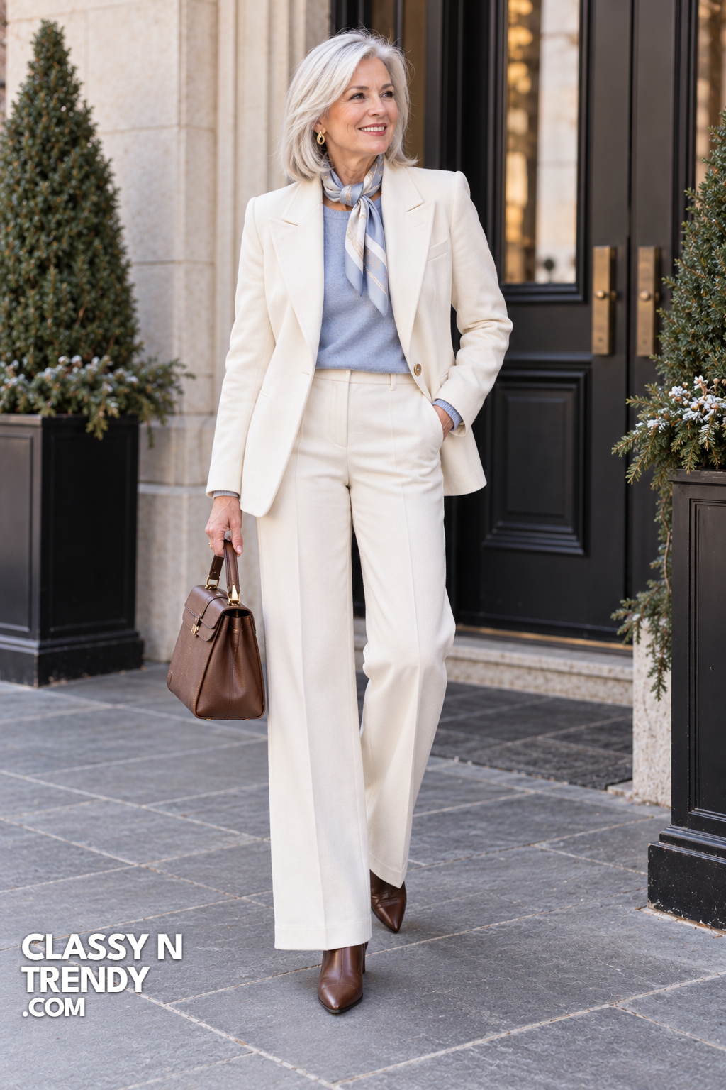 16. Winter White Pantsuit