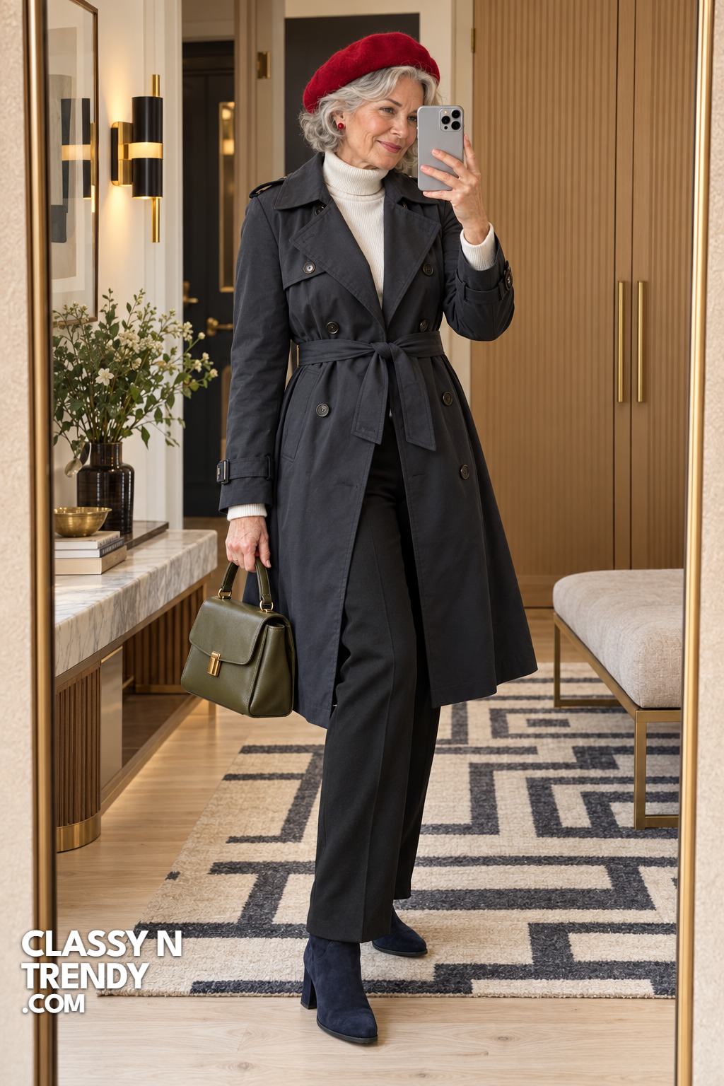 17. Charcoal Trench With Red Beret