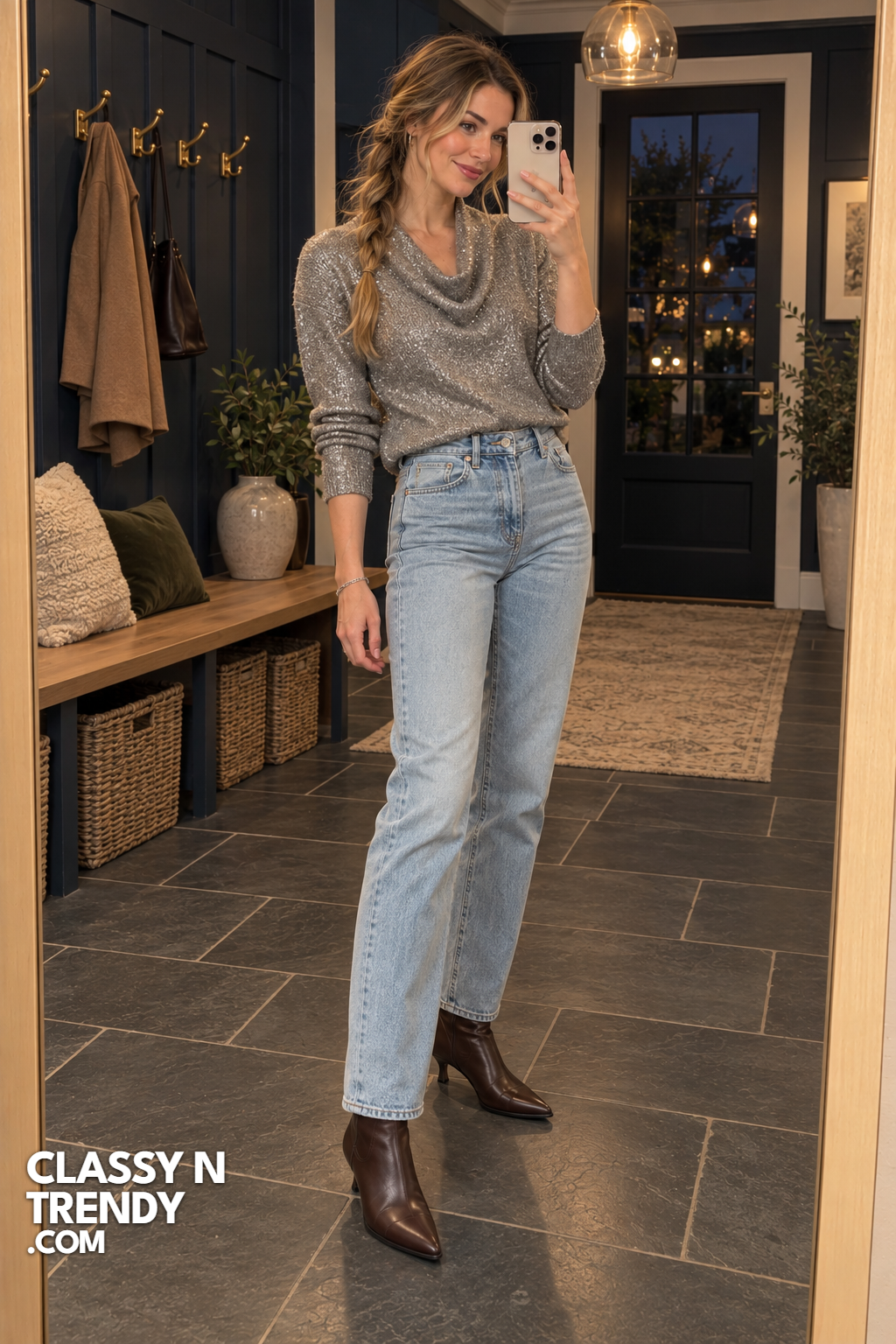 17. Light Wash Jeans and Chocolate Boots