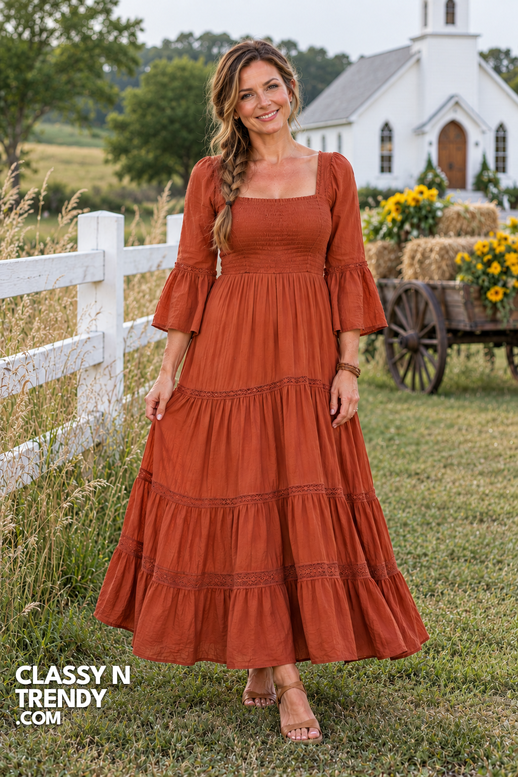 20. Rust Orange Boho Maxi Dress