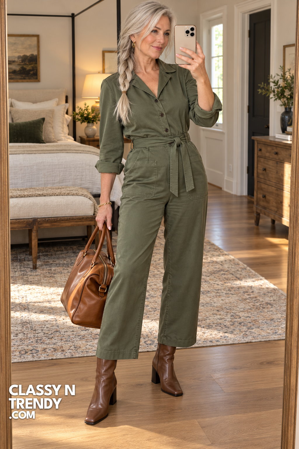 21. Sage Green Twill Jumpsuit