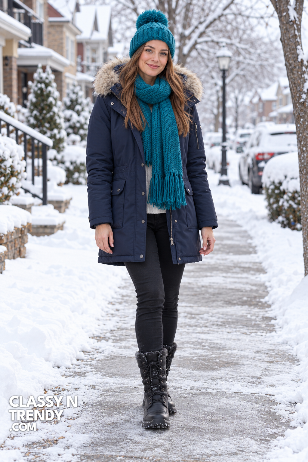 24. Snow Day Sophistication With Weatherproof Pieces