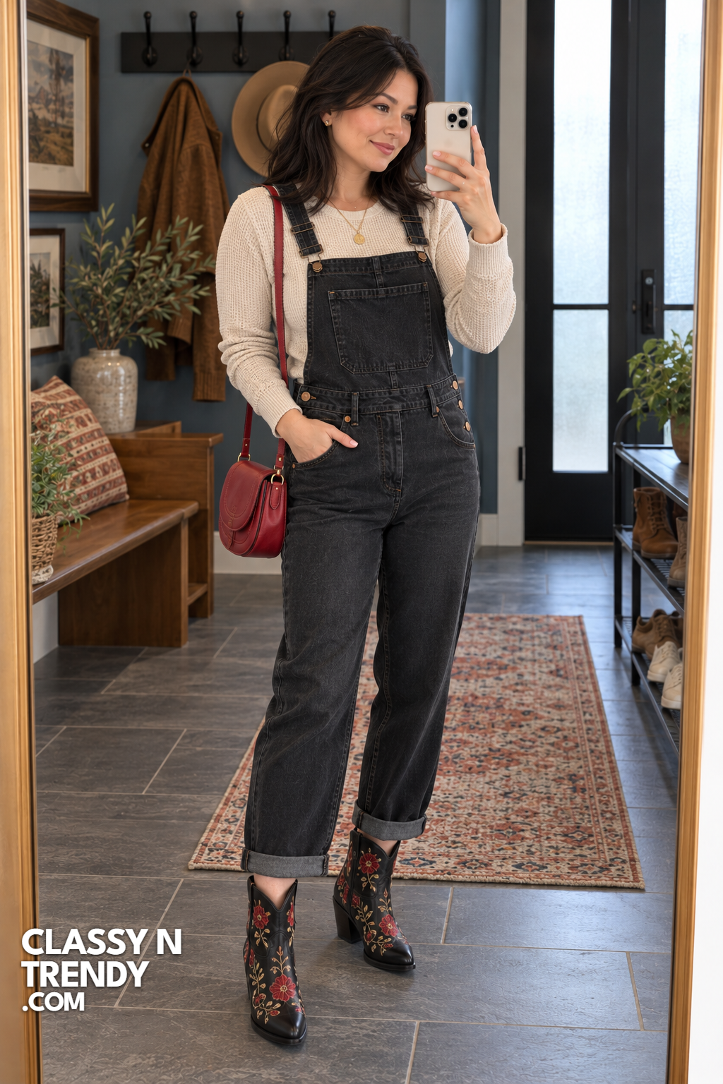 26. Black Denim Overalls