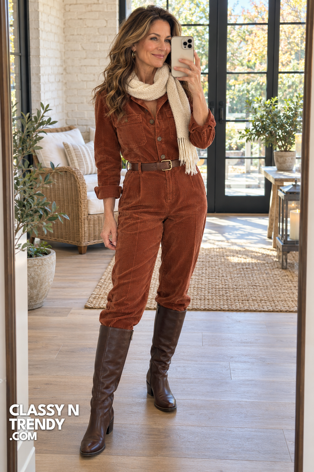 3. Rust Corduroy Jumpsuit