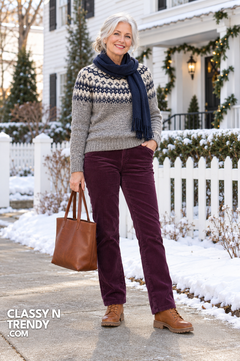 3. Fair Isle Sweater and Plum Cords