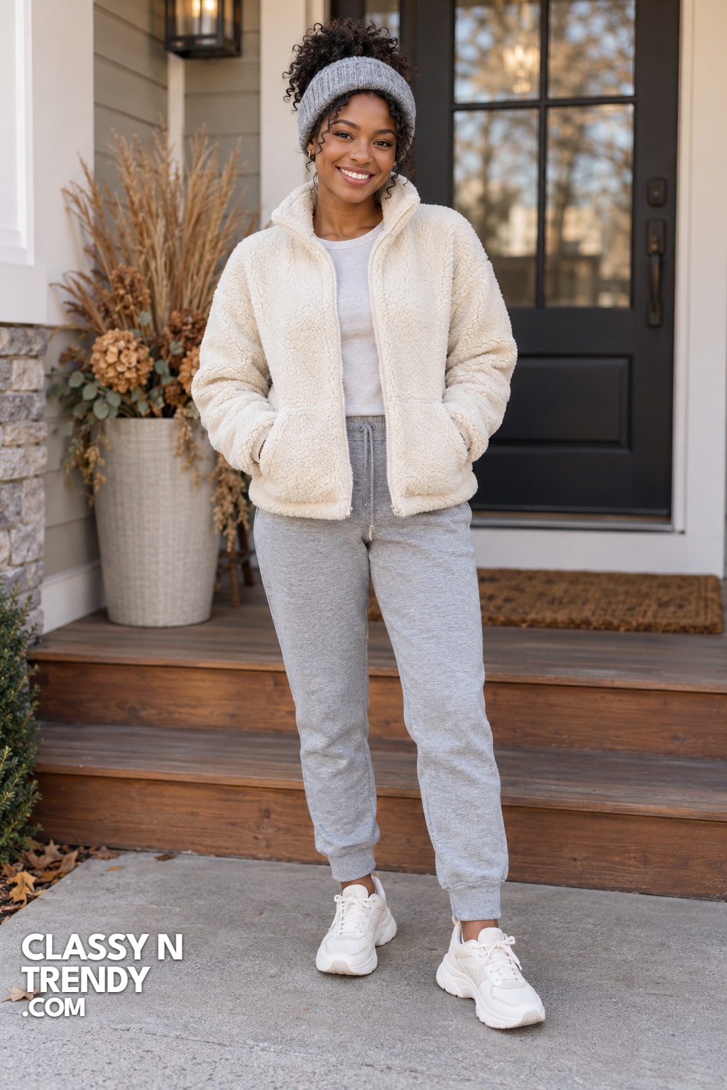 4. Off-Duty Fleece & Joggers Look
