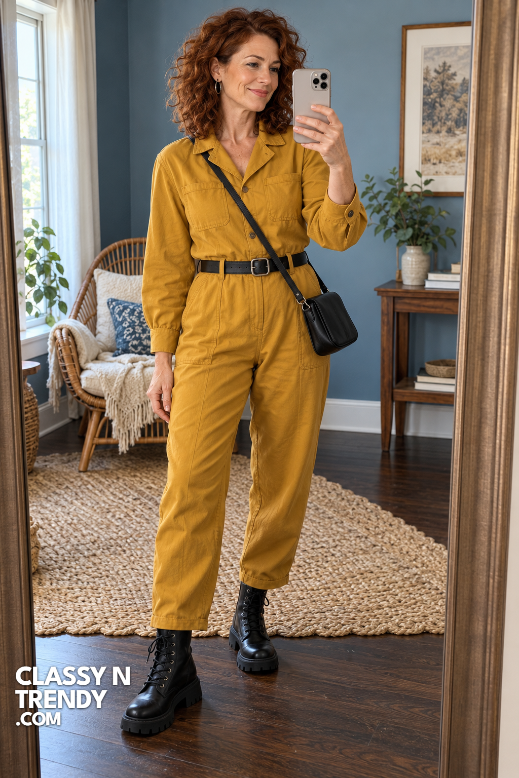 5. Mustard Camp Collar Jumpsuit