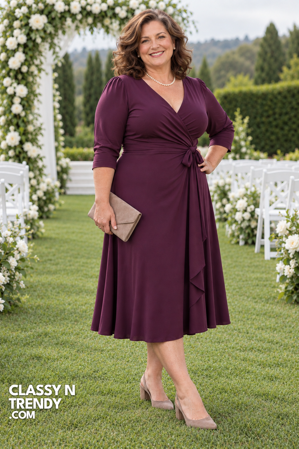 5. Plum Wrap Midi Dress