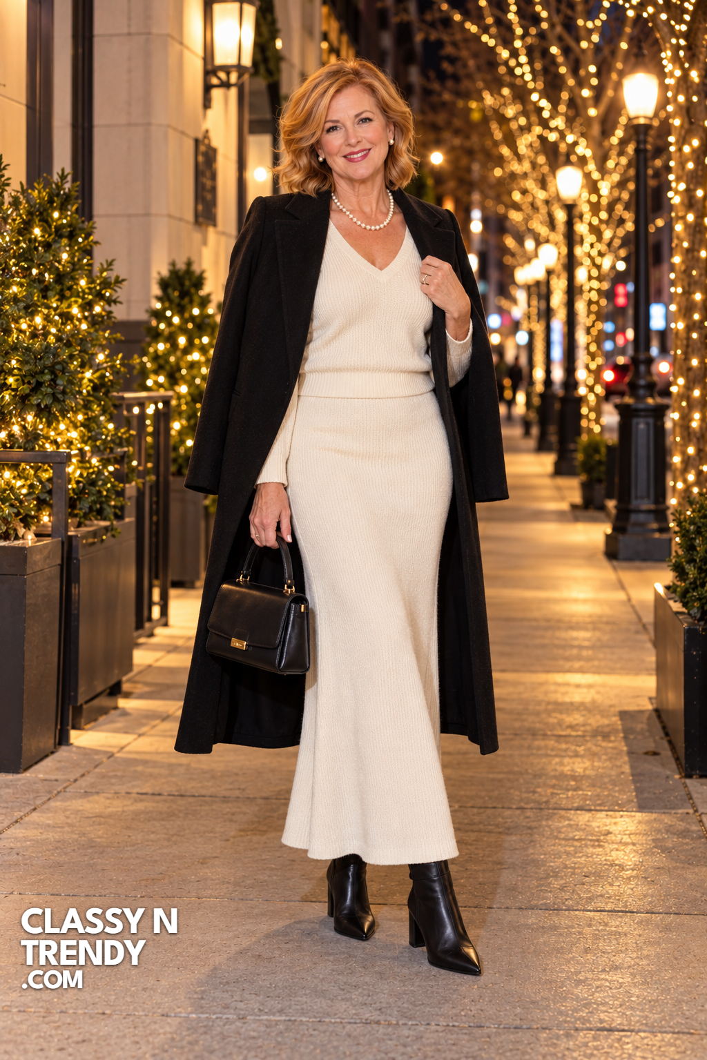 8. Ivory Knit Set with Pearls