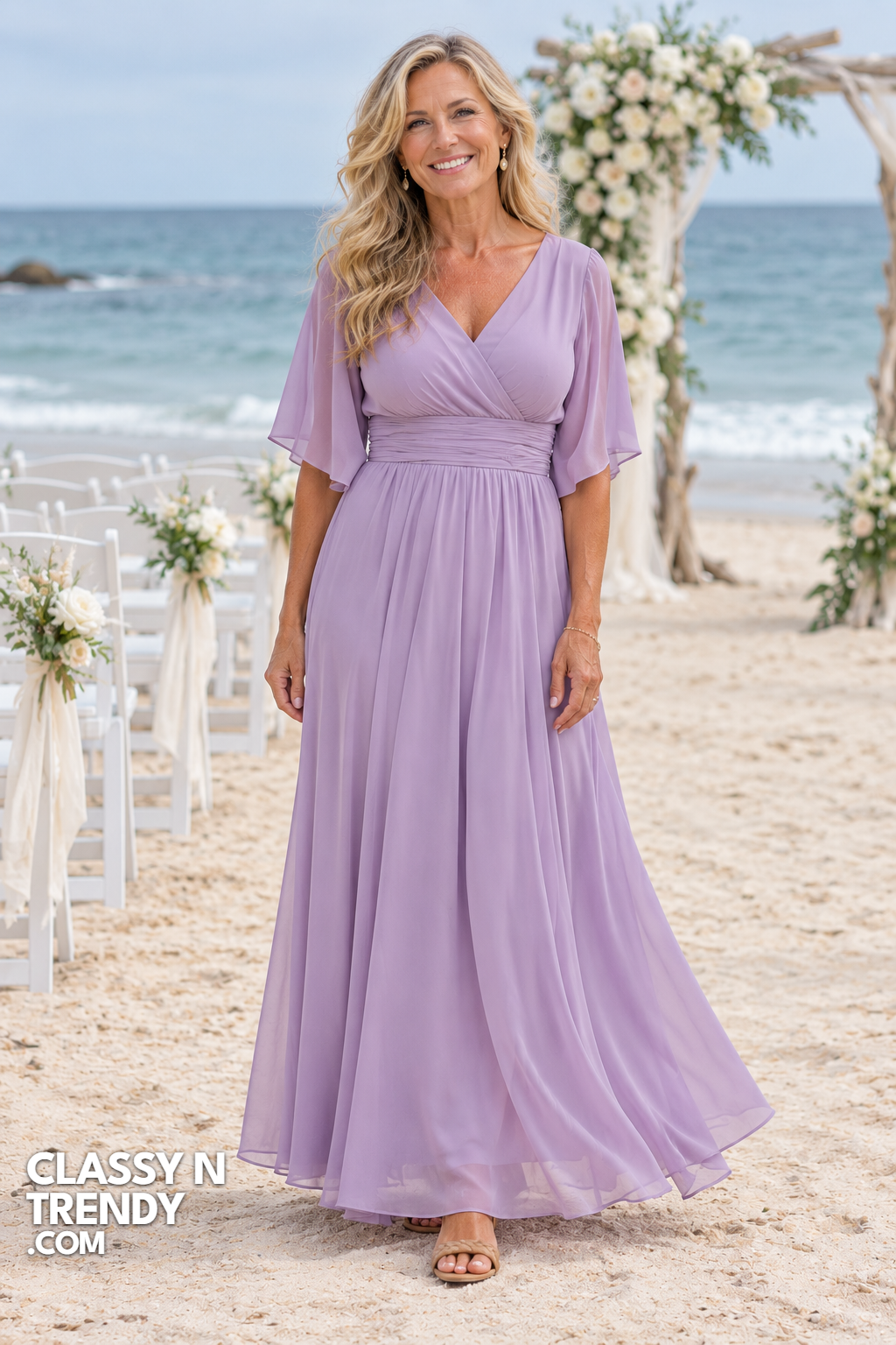 8. Soft Lavender Chiffon Beach Maxi