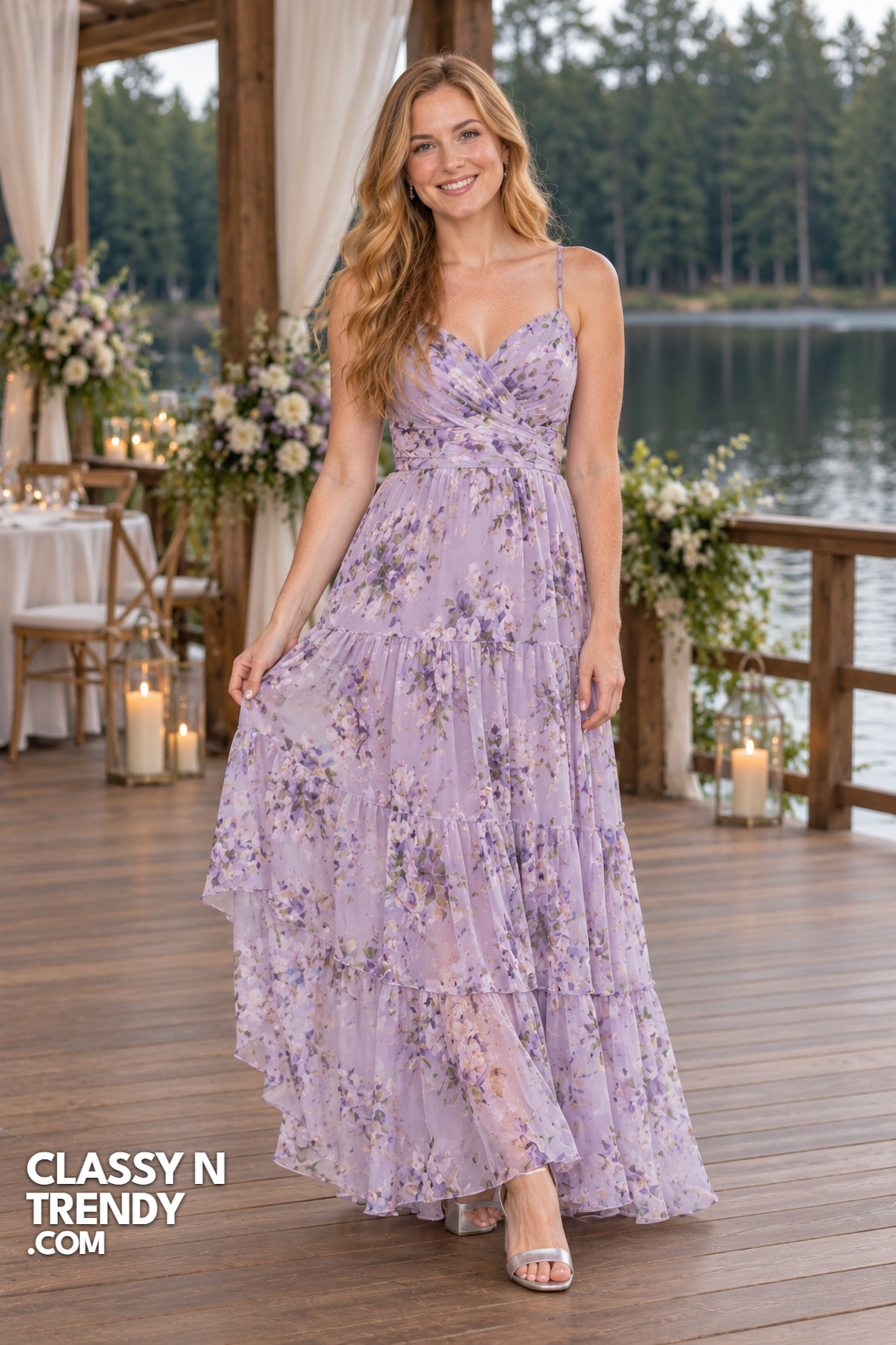 9. Lavender Floral Tiered Maxi